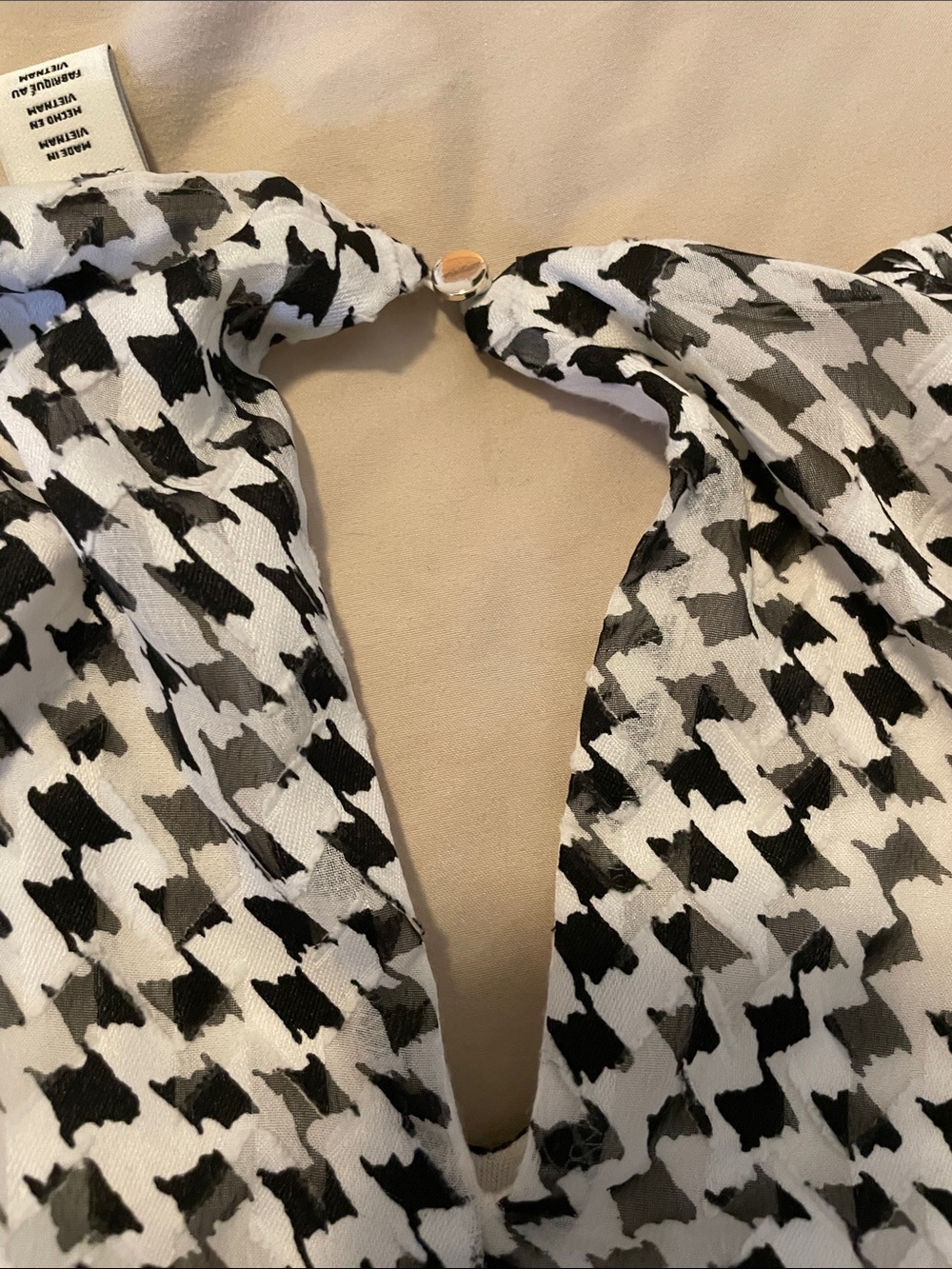 White House Black Market Houndstooth Sleeveless V-Neck A-Line Dress - Picture 5 of 5